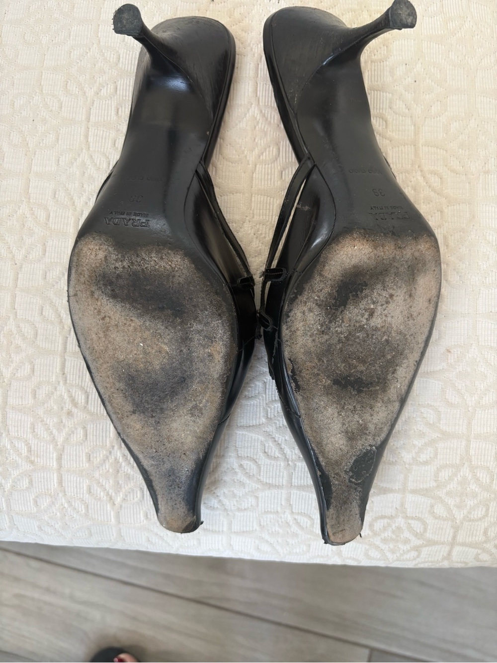 Prada Black Pointed Cutout Slingback Mules - Picture 3 of 3